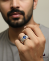 Men’s Blue Stone Statement Silver Ring