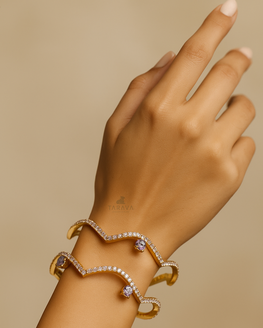 Lavender Polki Designer Bangles