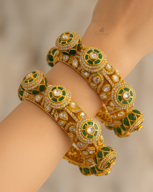 Bridal Silver Polki Bangles