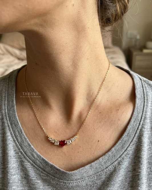 Ruby Charm Arc Necklace