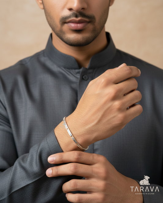 Zigzag Pattern Men’s Silver Bracelet