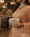 Emerald Fringe Royal Silver Clutch
