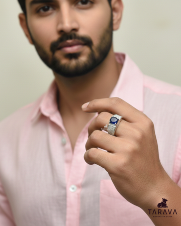 Men’s Blue Stone Statement Silver Ring