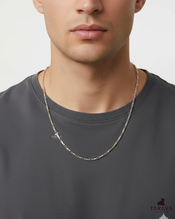 Classic Rectangular Link Men’s Silver Chain.