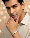 Diamond-Studded Luxe Men’s Silver Bracelet