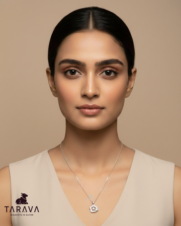 Floral Frame Pendant with Chain