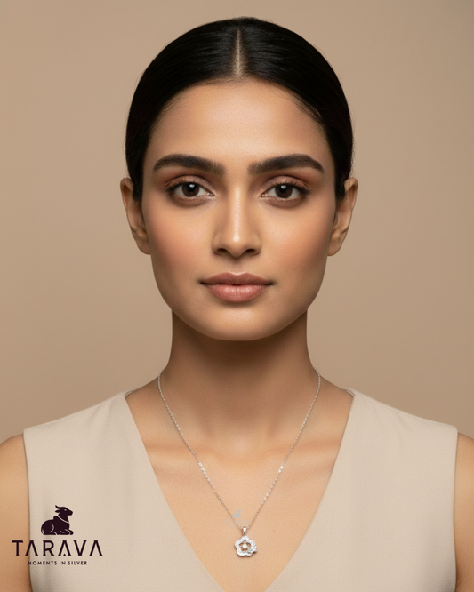 Floral Frame Pendant with Chain