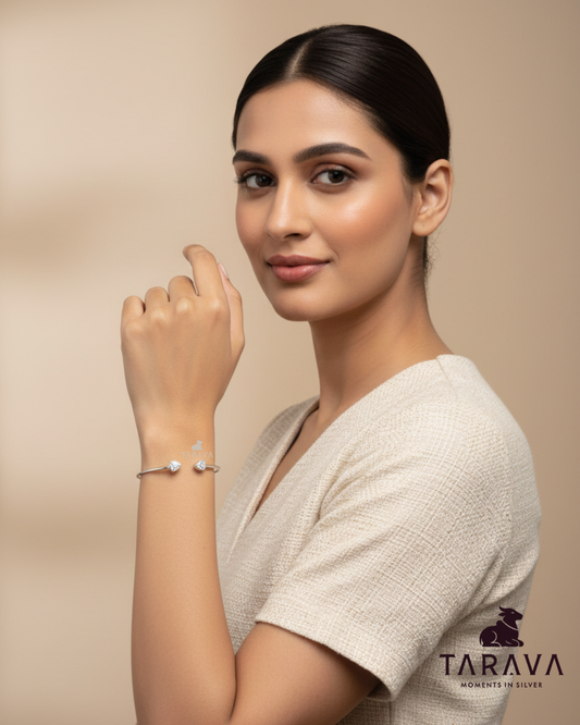 Heart Accent Silver Kada