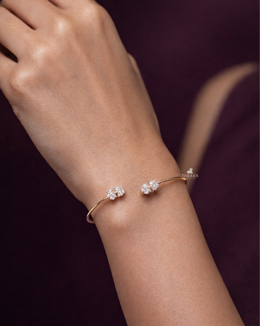 Delicate Twin Bloom Silver Kada