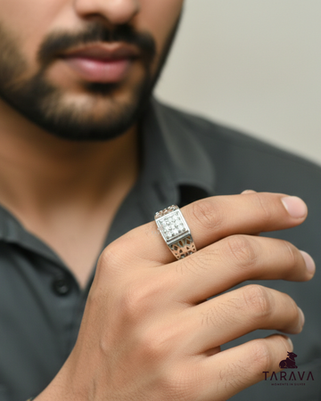 Men’s Classic CZ Square Silver Ring