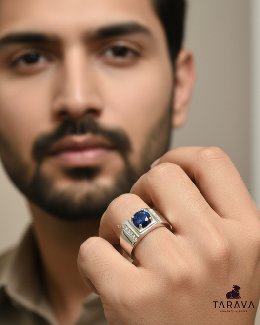 Royal Blue Stone Men’s Silver Ring