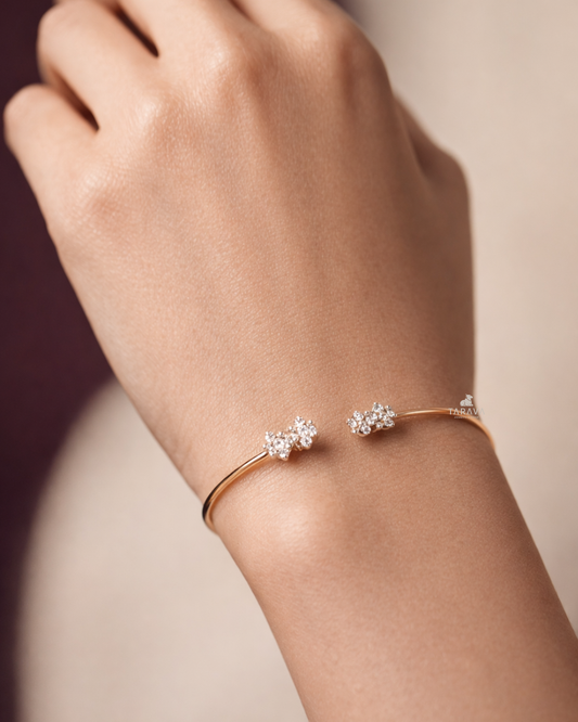 Delicate Twin Bloom Silver Kada