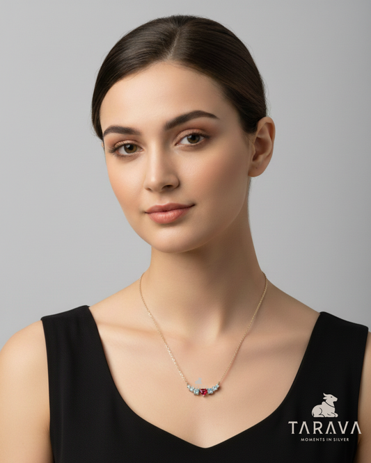 Ruby Heart Accent Silver Necklace