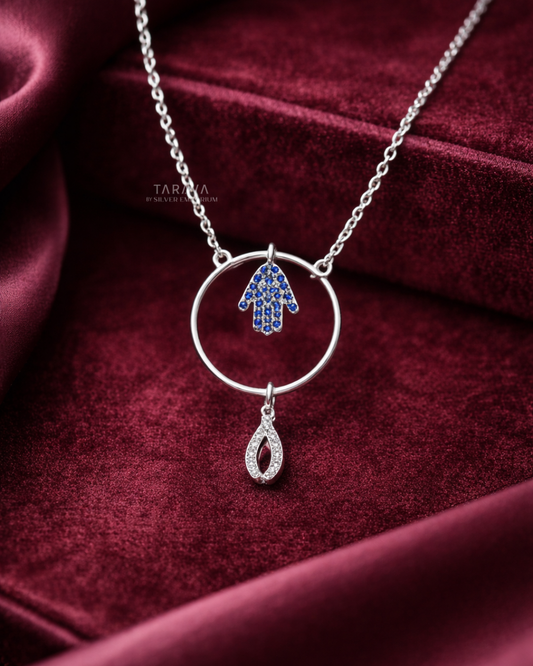 Hamsa Charm Circle Necklace