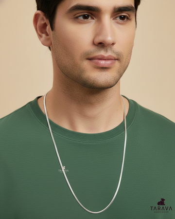 Slim Herringbone Silver Chain