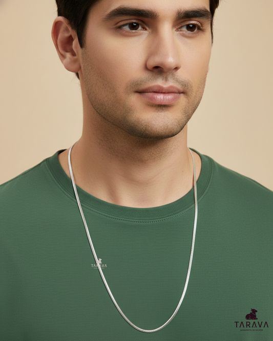 Slim Herringbone Silver Chain