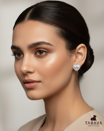 Radiant Heart Sparkle Silver Stud Earrings