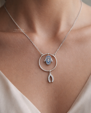 Hamsa Charm Circle Necklace