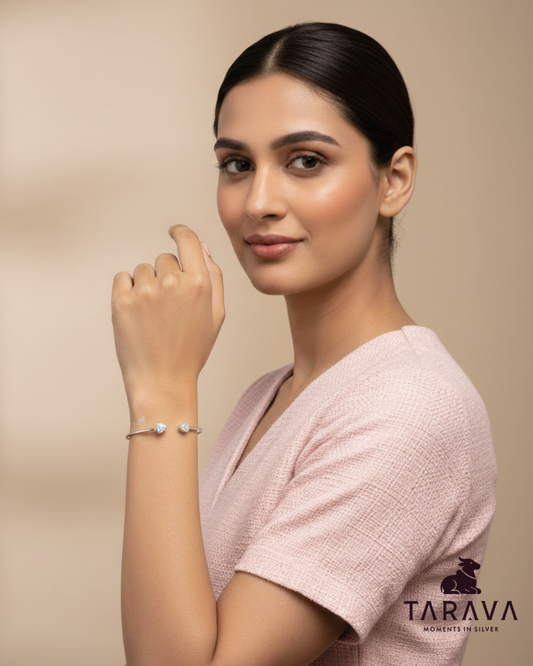 Heart Accent Silver Kada