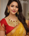 Ruby Radiance Silver Polki Statement Necklace Set