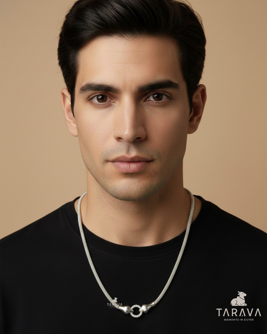 Winged Circle Accent Silver Chain