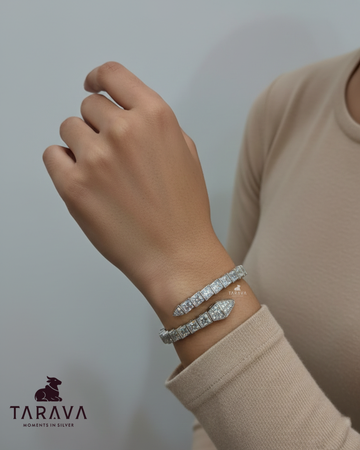 Elegant Open-Style CZ Silver Kada