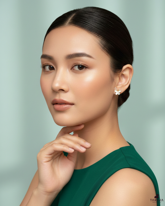 Diamond-Studded Butterfly Silver Stud Earrings