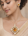 Golden Amber Statement Polki Set
