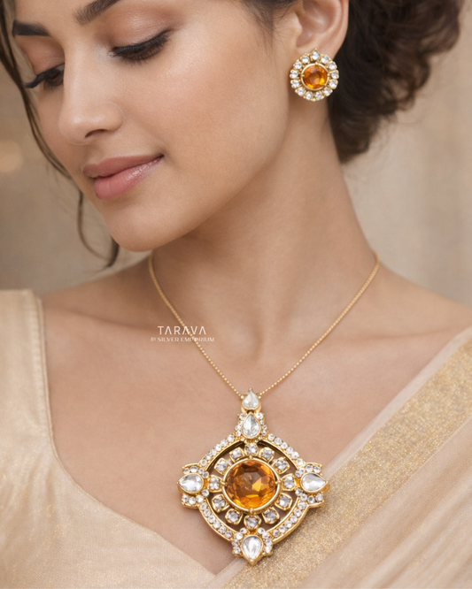 Golden Amber Statement Polki Set
