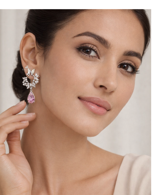 Butterfly Pearl Blossom Pink Drop Silver Earrings