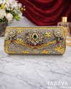 Royal Floral Kundan Silver Clutch