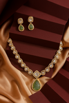 Green Majesty Polki Silver Necklace Set