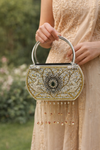 Imperial Kundan Fringe Silver Handle Bag