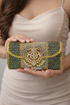 Emerald Bead Heritage Silver Clutch