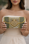 Emerald Bead Heritage Silver Clutch