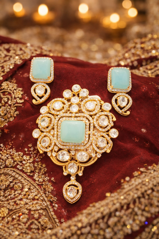 Aqua Royale Polki Statement Set