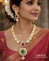 Emerald Royale Silver Polki Heritage Necklace Set