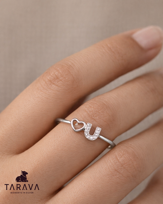 Heart & Sparkle U Sterling Silver Ring