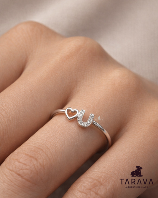 Heart & Sparkle U Sterling Silver Ring