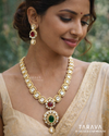Emerald Royale Silver Polki Heritage Necklace Set