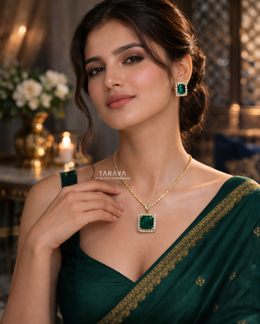 Emerald Radiance Polki Square Set