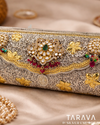 Royal Floral Kundan Silver Clutch