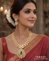 Classic Teardrop Silver Polki Necklace Set