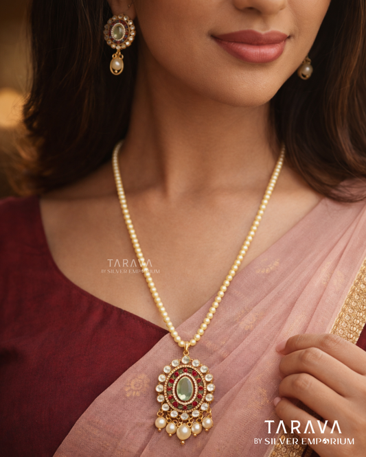 Classic Pearl Ruby Heritage Pendant Set