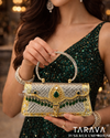 Classic Emerald Drop Handle Silver Bag