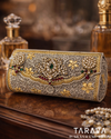 Royal Floral Kundan Silver Clutch