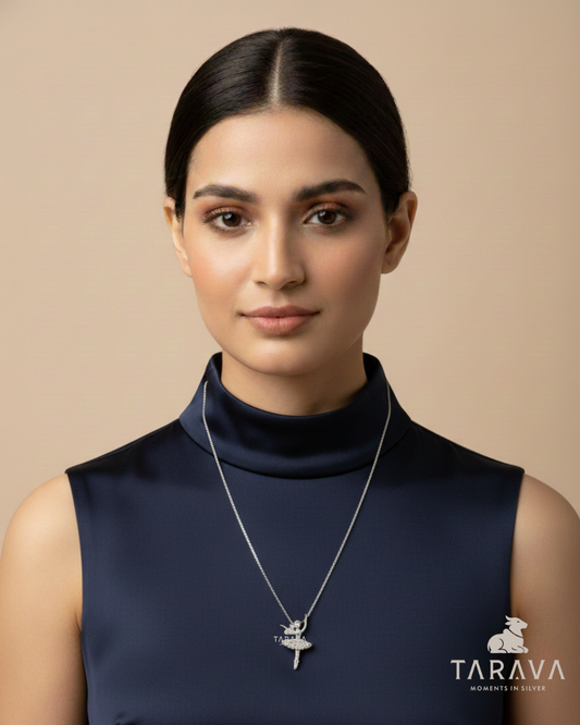 Dancing Girl Silver Pendant with Chain