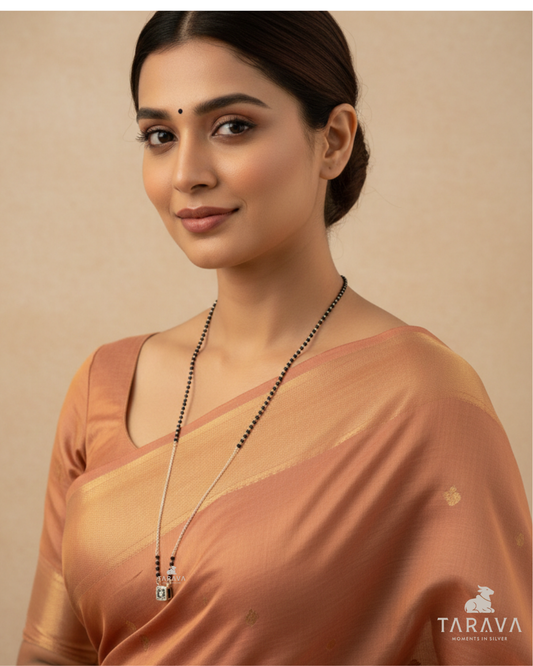 Classic Solitaire Square Silver Mangalsutra