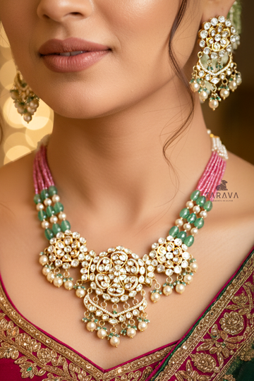 Regal Polki Emerald Heirloom Necklace
