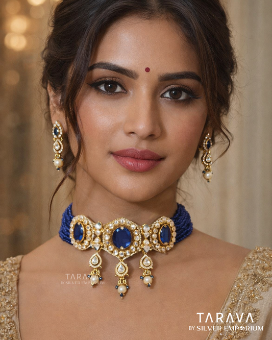 Royal Sapphire Kundan Choker Set